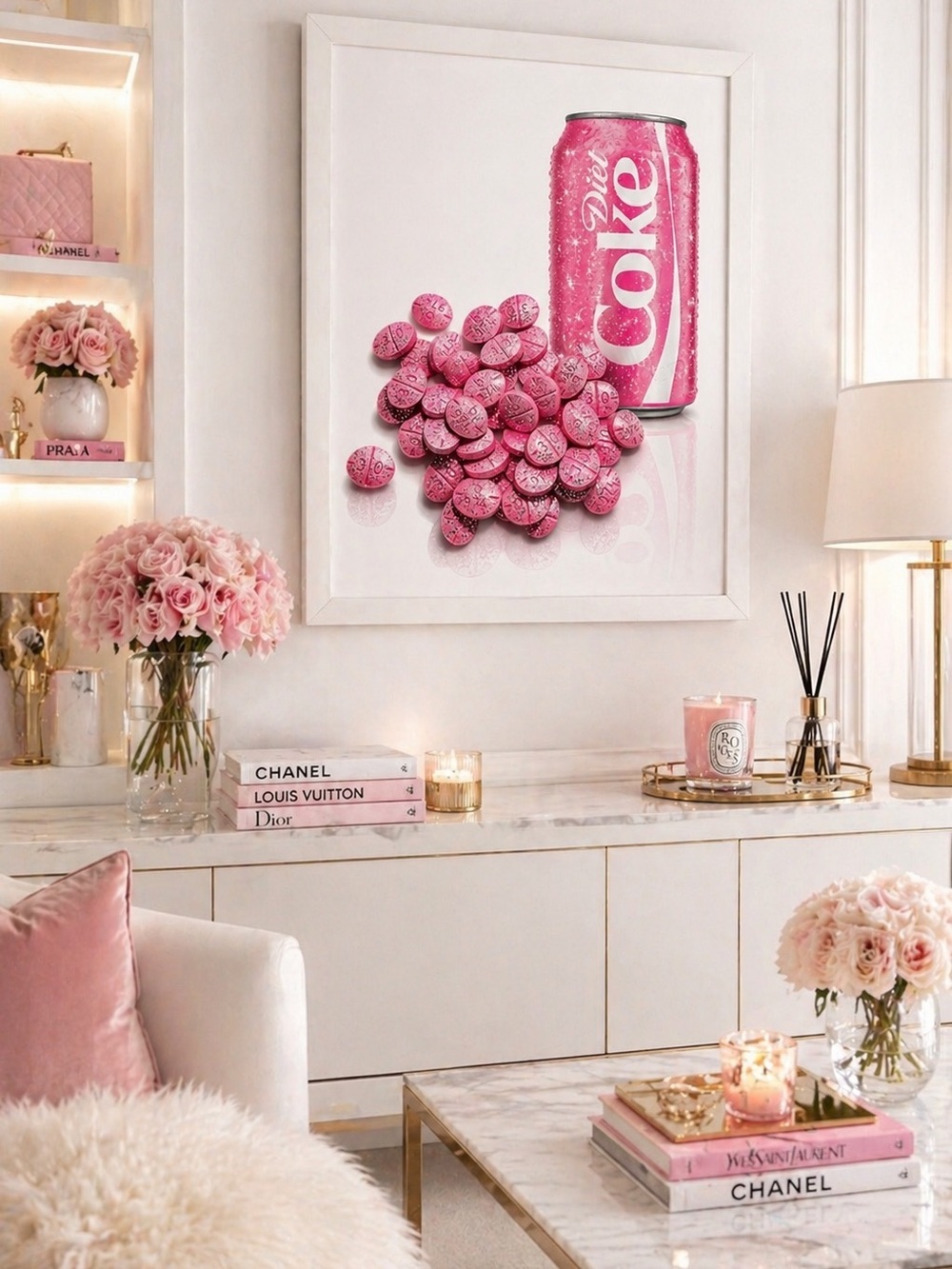 Diet Coke Pink soda & Happy Pills Wall Art 11x14 Pink Dopamine Decor wall Art - Picture 5 of 6